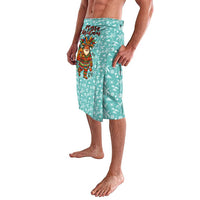 Bahamas Christmas Lavalava with Teal Palm Pattern Carnival Santa and National Emblem Motif - Wonder Print Shop