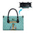Bahamas Christmas Leather Bag with Teal Palm Pattern Carnival Santa and National Emblem Motif - Wonder Print Shop