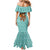 Bahamas Christmas Mermaid Dress with Teal Palm Pattern Carnival Santa and National Emblem Motif - Wonder Print Shop