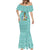 Bahamas Christmas Mermaid Dress with Teal Palm Pattern Carnival Santa and National Emblem Motif - Wonder Print Shop