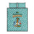Bahamas Christmas Quilt Bed Set with Teal Palm Pattern Carnival Santa and National Emblem Motif - Wonder Print Shop