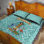Bahamas Christmas Quilt Bed Set with Teal Palm Pattern Carnival Santa and National Emblem Motif - Wonder Print Shop