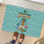Bahamas Christmas Rubber Doormat with Teal Palm Pattern Carnival Santa and National Emblem Motif - Wonder Print Shop