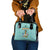 Bahamas Christmas Shoulder Handbag with Teal Palm Pattern Carnival Santa and National Emblem Motif - Wonder Print Shop