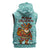 Bahamas Christmas Sleeveless Hoodie with Teal Palm Pattern Carnival Santa and National Emblem Motif - Wonder Print Shop