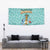 Bahamas Christmas Tapestry with Teal Palm Pattern Carnival Santa and National Emblem Motif - Wonder Print Shop