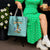 Bahamas Christmas Tote Bag with Teal Palm Pattern Carnival Santa and National Emblem Motif - Wonder Print Shop