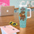 Bahamas Christmas Tumbler With Handle with Teal Palm Pattern Carnival Santa and National Emblem Motif - Wonder Print Shop