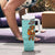 Bahamas Christmas Tumbler With Handle with Teal Palm Pattern Carnival Santa and National Emblem Motif - Wonder Print Shop