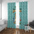 Bahamas Christmas Window Curtain with Teal Palm Pattern Carnival Santa and National Emblem Motif - Wonder Print Shop