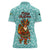 Bahamas Christmas Women Polo Shirt with Teal Palm Pattern Carnival Santa and National Emblem Motif - Wonder Print Shop