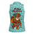 Bahamas Christmas Women Sleeveless Polo Shirt with Teal Palm Pattern Carnival Santa and National Emblem Motif - Wonder Print Shop
