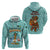 Bahamas Christmas Zip Hoodie with Teal Palm Pattern Carnival Santa and National Emblem Motif - Wonder Print Shop
