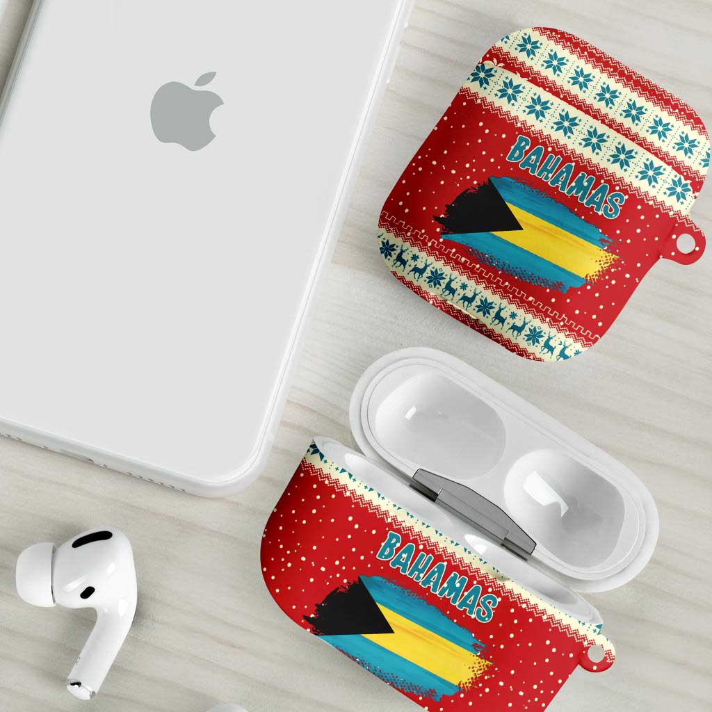 Bahamas Christmas AirPods Case with Red Festive Pattern Sailing Santa and National Flag Motif - Wonder Print Shop