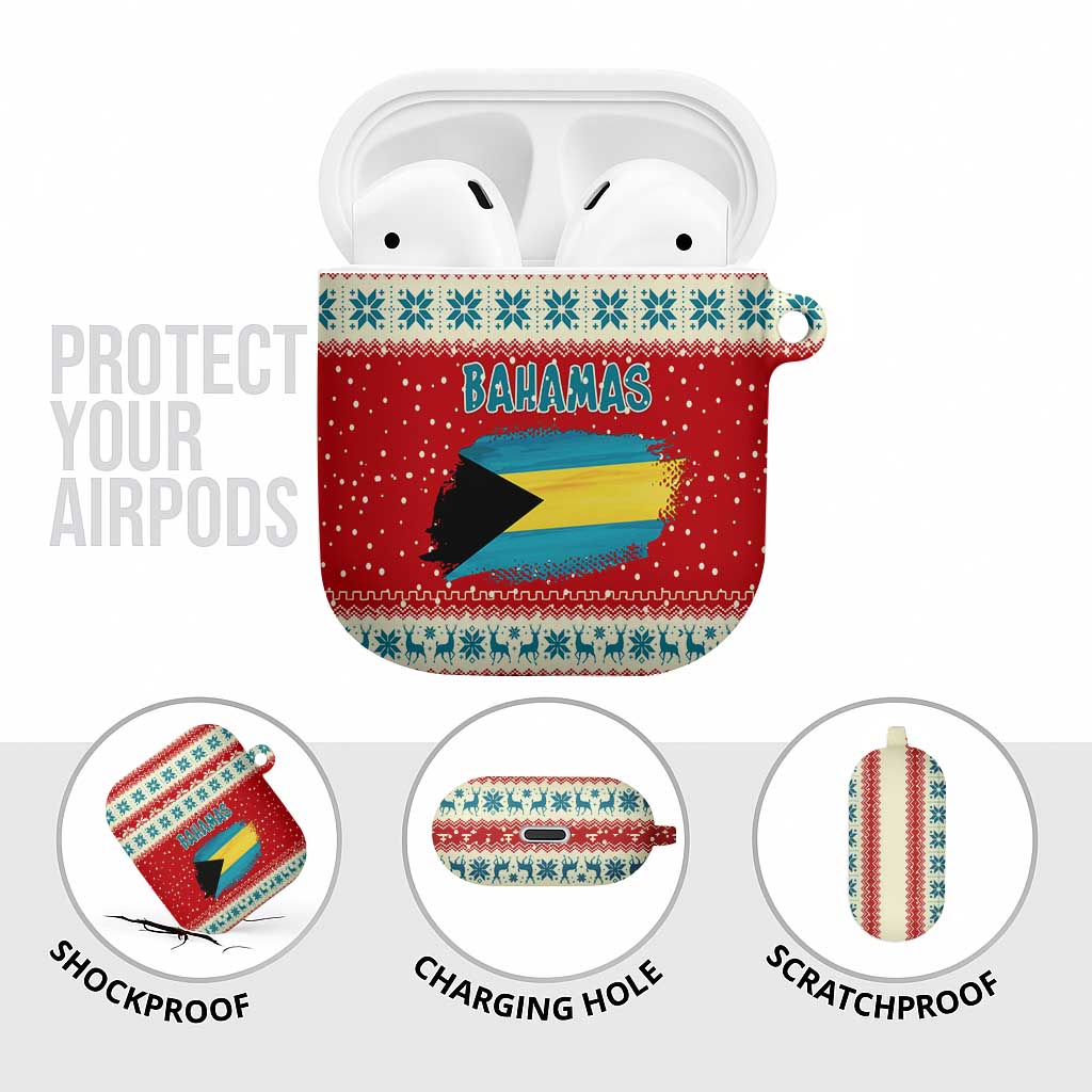 Bahamas Christmas AirPods Case with Red Festive Pattern Sailing Santa and National Flag Motif - Wonder Print Shop