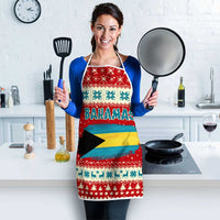 Bahamas Christmas Apron with Red Festive Pattern Sailing Santa and National Flag Motif - Wonder Print Shop