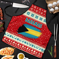 Bahamas Christmas Apron with Red Festive Pattern Sailing Santa and National Flag Motif - Wonder Print Shop