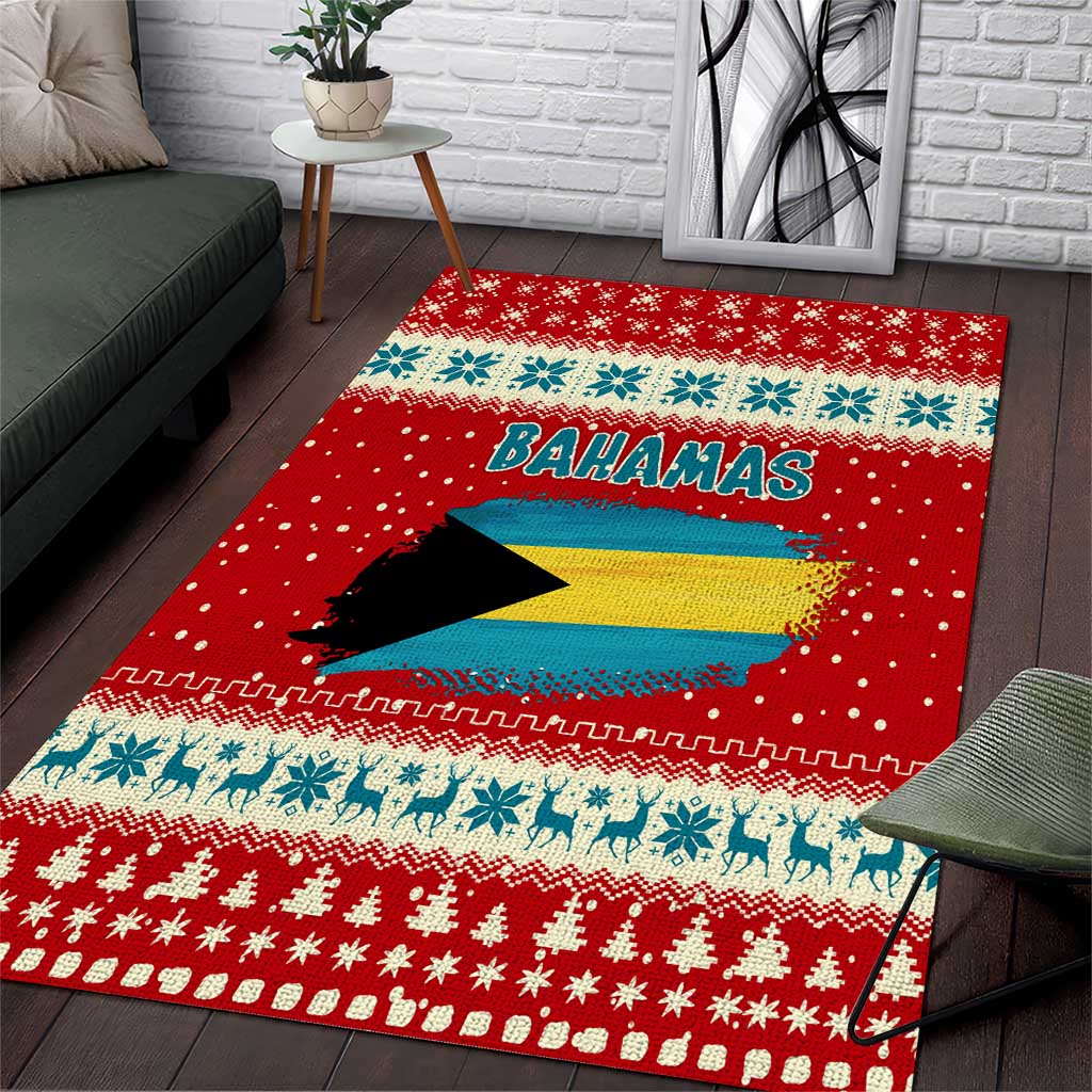 Bahamas Christmas Area Rug with Red Festive Pattern Sailing Santa and National Flag Motif - Wonder Print Shop