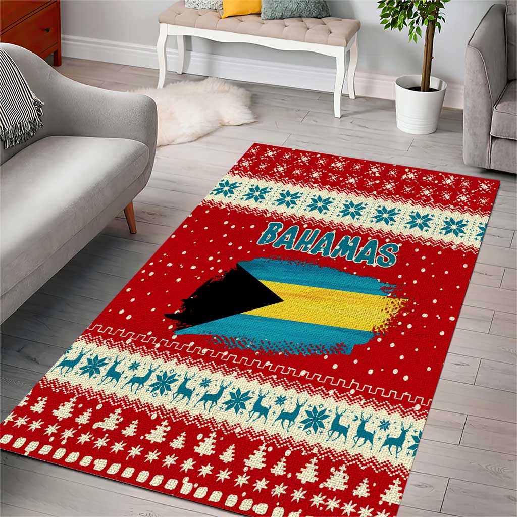 Bahamas Christmas Area Rug with Red Festive Pattern Sailing Santa and National Flag Motif - Wonder Print Shop