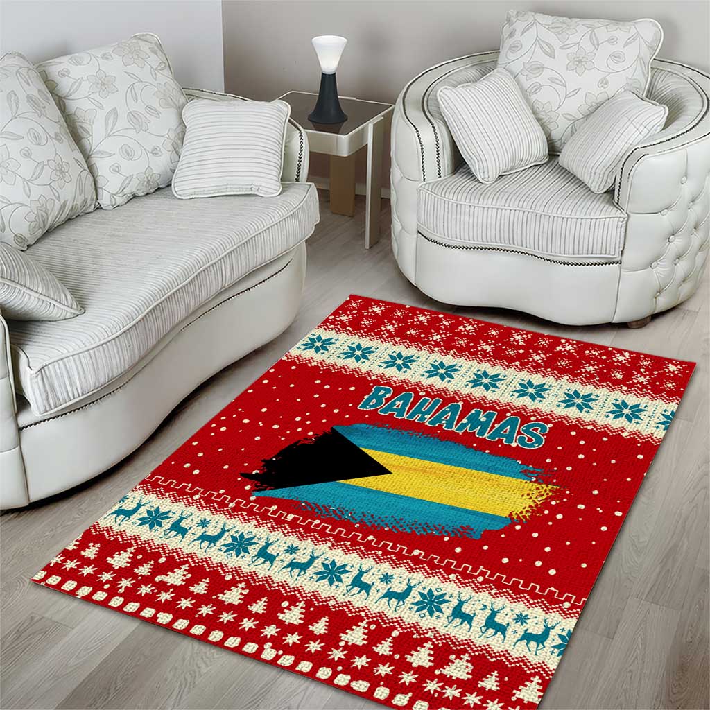 Bahamas Christmas Area Rug with Red Festive Pattern Sailing Santa and National Flag Motif - Wonder Print Shop