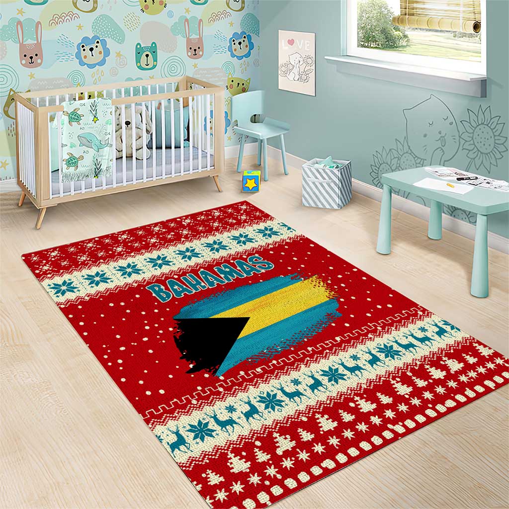 Bahamas Christmas Area Rug with Red Festive Pattern Sailing Santa and National Flag Motif - Wonder Print Shop