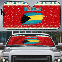 Bahamas Christmas Auto Sun Shade with Red Festive Pattern Sailing Santa and National Flag Motif - Wonder Print Shop