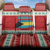 Bahamas Christmas Back Car Seat Cover with Red Festive Pattern Sailing Santa and National Flag Motif - Wonder Print Shop