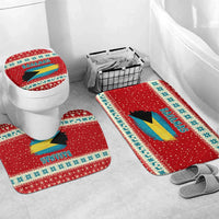 Bahamas Christmas Bathroom Set with Red Festive Pattern Sailing Santa and National Flag Motif - Wonder Print Shop