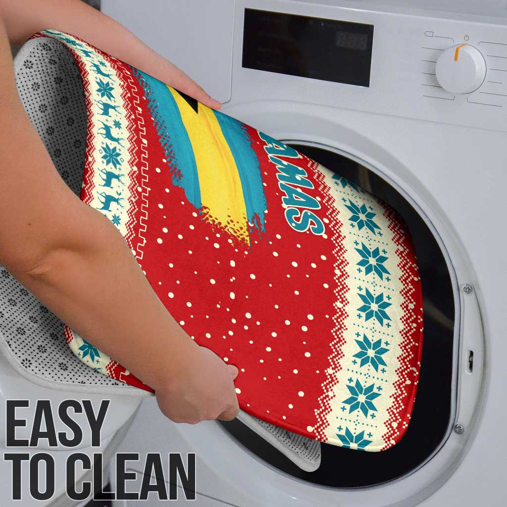 Bahamas Christmas Bathroom Set with Red Festive Pattern Sailing Santa and National Flag Motif - Wonder Print Shop