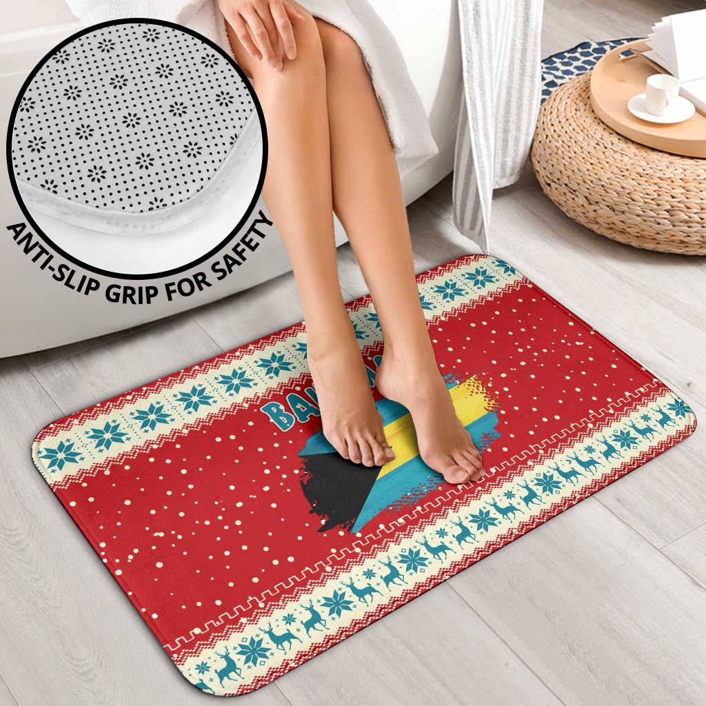 Bahamas Christmas Bathroom Set with Red Festive Pattern Sailing Santa and National Flag Motif - Wonder Print Shop