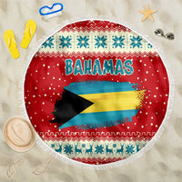 Bahamas Christmas Beach Blanket with Red Festive Pattern Sailing Santa and National Flag Motif - Wonder Print Shop