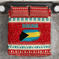 Bahamas Christmas Bedding Set with Red Festive Pattern Sailing Santa and National Flag Motif - Wonder Print Shop
