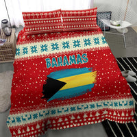 Bahamas Christmas Bedding Set with Red Festive Pattern Sailing Santa and National Flag Motif - Wonder Print Shop