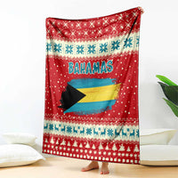 Bahamas Christmas Blanket with Red Festive Pattern Sailing Santa and National Flag Motif - Wonder Print Shop