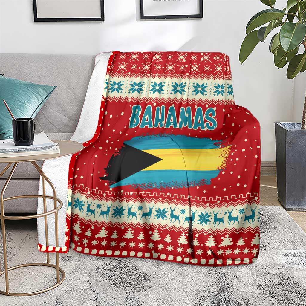 Bahamas Christmas Blanket with Red Festive Pattern Sailing Santa and National Flag Motif - Wonder Print Shop