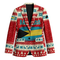 Bahamas Christmas Blazer with Red Festive Pattern Sailing Santa and National Flag Motif - Wonder Print Shop