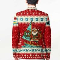 Bahamas Christmas Blazer with Red Festive Pattern Sailing Santa and National Flag Motif - Wonder Print Shop