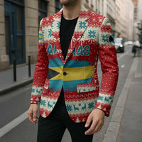 Bahamas Christmas Blazer with Red Festive Pattern Sailing Santa and National Flag Motif - Wonder Print Shop
