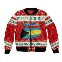 Bahamas Christmas Bomber Jacket with Red Festive Pattern Sailing Santa and National Flag Motif - Wonder Print Shop