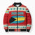 Bahamas Christmas Bomber Puffer Jacket with Red Festive Pattern Sailing Santa and National Flag Motif - Wonder Print Shop