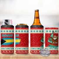 Bahamas Christmas 4 in 1 Can Cooler Tumbler with Red Festive Pattern Sailing Santa and National Flag Motif - Wonder Print Shop