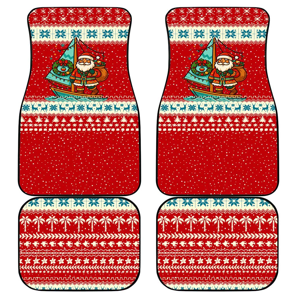 Bahamas Christmas Car Mats with Red Festive Pattern Sailing Santa and National Flag Motif - Wonder Print Shop