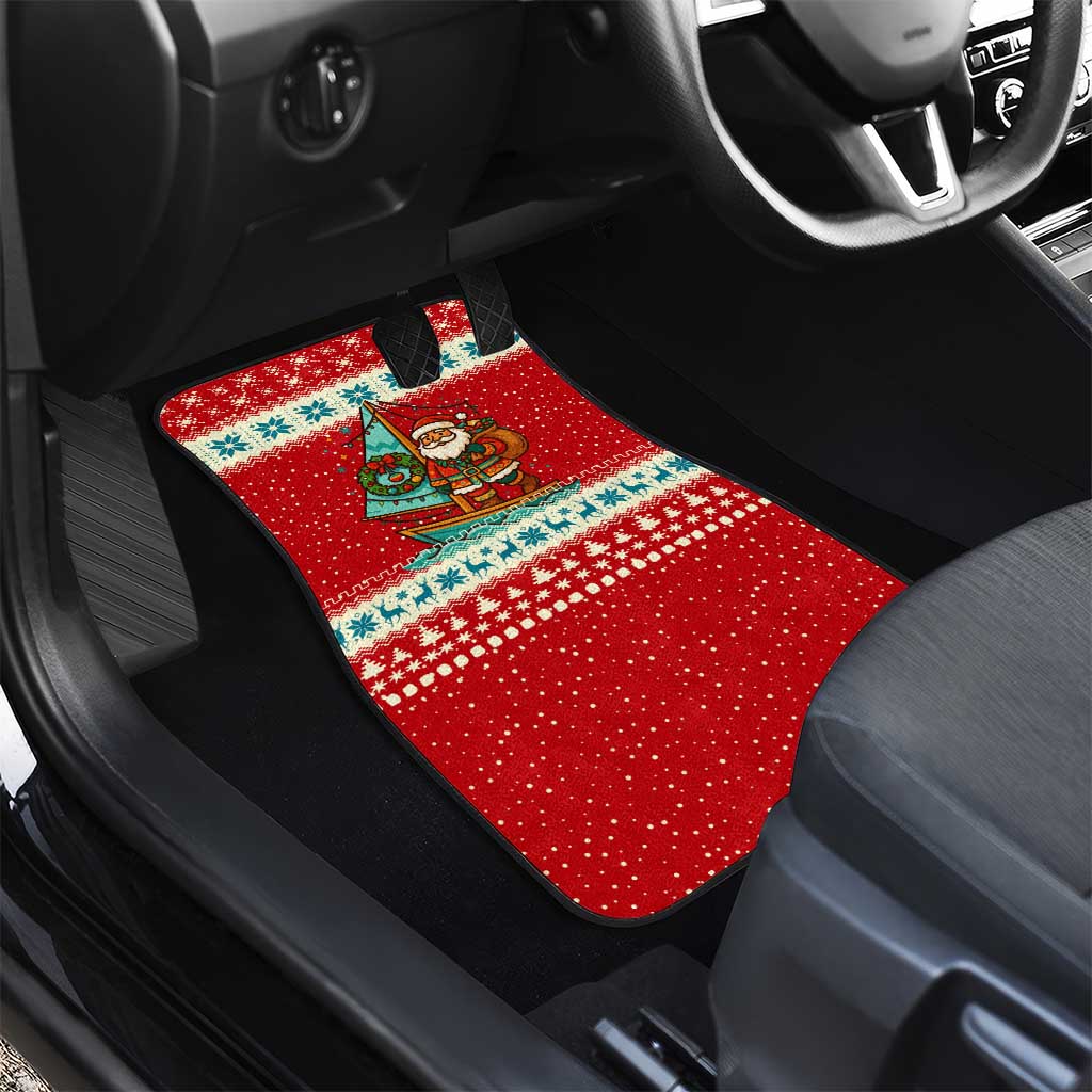 Bahamas Christmas Car Mats with Red Festive Pattern Sailing Santa and National Flag Motif - Wonder Print Shop