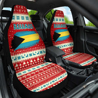 Bahamas Christmas Car Seat Cover with Red Festive Pattern Sailing Santa and National Flag Motif - Wonder Print Shop