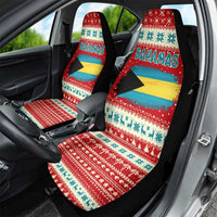 Bahamas Christmas Car Seat Cover with Red Festive Pattern Sailing Santa and National Flag Motif - Wonder Print Shop