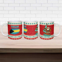 Bahamas Christmas Ceramic Mug with Red Festive Pattern Sailing Santa and National Flag Motif - Wonder Print Shop