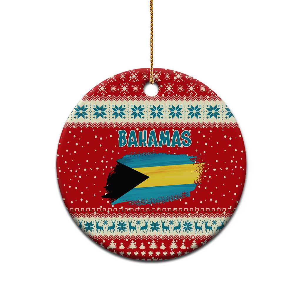 Bahamas Christmas Ceramic Ornament with Red Festive Pattern Sailing Santa and National Flag Motif - Wonder Print Shop