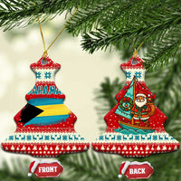 Bahamas Christmas Ceramic Ornament with Red Festive Pattern Sailing Santa and National Flag Motif - Wonder Print Shop