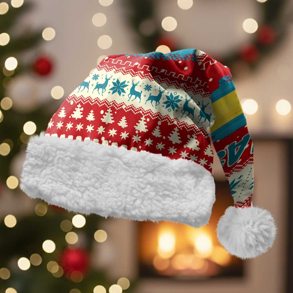 Bahamas Christmas Santa Hat with Red Festive Pattern Sailing Santa and National Flag Motif - Wonder Print Shop