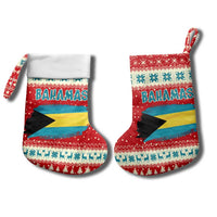 Bahamas Christmas Stocking with Red Festive Pattern Sailing Santa and National Flag Motif - Wonder Print Shop